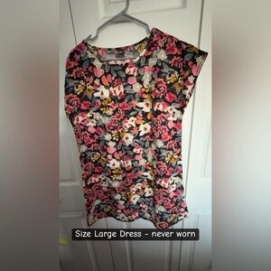 Floral Print Sleeveless Dress in Pink, Gray & Yellow